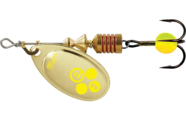 Image of Mepps Aglia-e In-Line Spinner, 2 1/4in, 1/6 oz, Treble Hook w/Egg, Gold Hot Chartreuse, BE2 GHC
