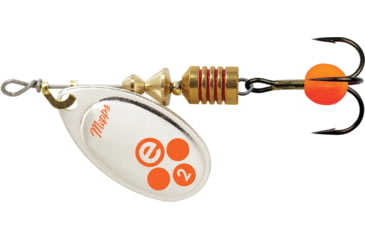 Image of Mepps Aglia-e In-Line Spinner, 2 1/4in, 1/6 oz, Treble Hook w/Egg, Silver-Hot Orange, BE2 SHO