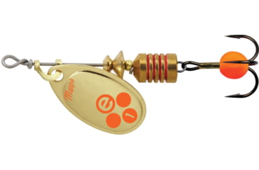Image of Mepps Aglia-e In-Line Spinner, 2in, 1/8 oz, Treble Hook w/Egg, Gold Hot Orange, BE1 GHO