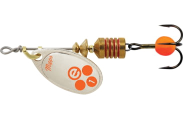 Image of Mepps Aglia-e In-Line Spinner, 2in, 1/8 oz, Treble Hook w/Egg, Silver-Hot Orange, BE1 SHO
