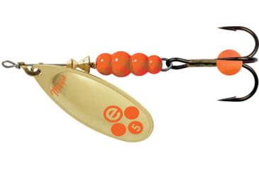 Image of Mepps Aglia-e In-Line Spinner, 3 1/4in, 1/2 oz, Treble Hook w/Egg, Gold Hot Orange, BE5 GHO