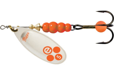 Image of Mepps Aglia-e In-Line Spinner, 3 1/4in, 1/2 oz, Treble Hook w/Egg, Silver-Hot Orange, BE5 SHO