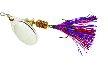 Image of Mepps Aglia Flashabou In-Line Spinner 1/6 oz Silver-Purple/Pink, B2FT S-PPK