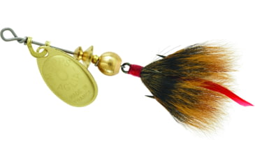 Image of Mepps Aglia In-Line Spinner, 1/12 oz, Dressed Treble Hook, Gold Blade &amp; Brown Tail, B0ST G-BR