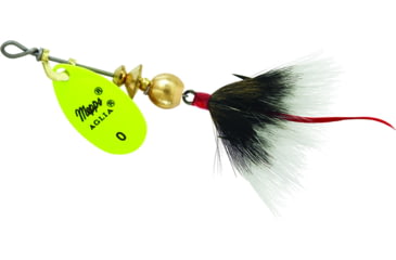 Image of Mepps Aglia In-Line Spinner, 1/12 oz, Dressed Treble Hook, Hot Chartreuse Blade &amp; Gray Tail, B0ST HC-G