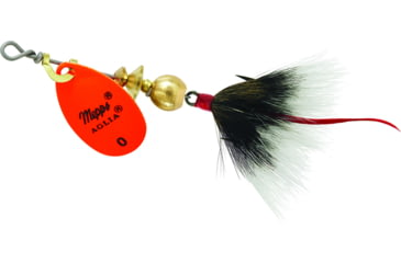 Image of Mepps Aglia In-Line Spinner, 1/12 oz, Dressed Treble Hook, Hot Orange Blade &amp; Gray Tail, B0ST HO-G