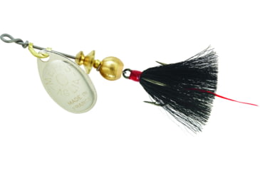 Image of Mepps Aglia In-Line Spinner, 1/12 oz, Dressed Treble Hook, Silver Blade &amp; Black Tail, B0ST S-BK