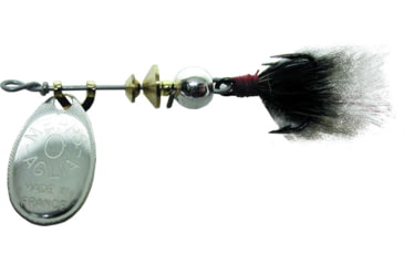 Image of Mepps Aglia In-Line Spinner, 1/12 oz, Dressed Treble Hook, Silver Blade &amp; Gray Tail, B0ST S-G