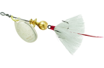 Image of Mepps Aglia In-Line Spinner, 1/12 oz, Dressed Treble Hook, Silver Blade &amp; White Tail, B0ST S-W