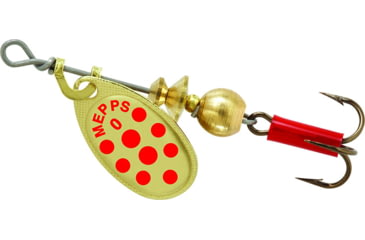 Image of Mepps Aglia In-Line Spinner 1/12 oz, Plain Treble Hook, Gold &amp; Red Dot Blade, B0 GRD