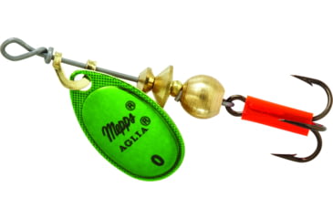 Image of Mepps Aglia In-Line Spinner 1/12 oz, Plain Treble Hook, Green &amp; Platinum Blade, B0 GRP