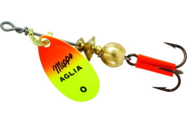 Image of Mepps Aglia In-Line Spinner 1/12 oz, Plain Treble Hook, Hot Orange &amp; Chartreuse Blade, B0 HOC