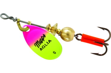 Image of Mepps Aglia In-Line Spinner 1/12 oz, Plain Treble Hook, Hot Pink &amp; Chartreuse Blade, B0 HPC