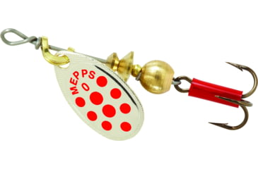 Image of Mepps Aglia In-Line Spinner 1/12 oz, Plain Treble Hook, Silver &amp; Red Dot Blade, B0 SRD