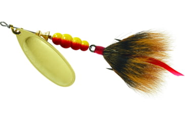 Image of Mepps Aglia In-Line Spinner, 1/2 oz, Dressed Treble Hook, Gold Blade &amp; Brown Tail, B5ST G-BR