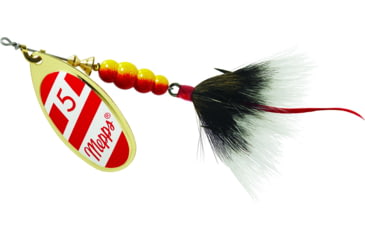 Image of Mepps Aglia In-Line Spinner, 1/2 oz, Dressed Treble Hook, Gold/Red/White Blade/Gray Tail, B5ST G/RW-G