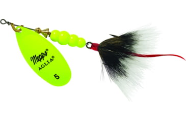 Image of Mepps Aglia In-Line Spinner, 1/2 oz, Dressed Treble Hook, Hot Chartreuse Blade &amp; Gray Tail, B5ST HC-G