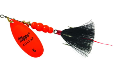 Image of Mepps Aglia In-Line Spinner, 1/2 oz, Dressed Treble Hook, Hot Orange Blade &amp; Black Tail, B5ST HO-BK