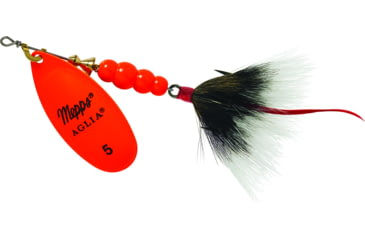 Image of Mepps Aglia In-Line Spinner, 1/2 oz, Dressed Treble Hook, Hot Orange Blade &amp; Gray Tail, B5ST HO-G