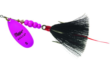 Image of Mepps Aglia In-Line Spinner, 1/2 oz, Dressed Treble Hook, Hot Pink Blade &amp; Black Tail, B5ST HP-BK