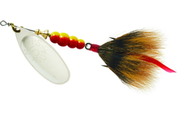 Image of Mepps Aglia In-Line Spinner, 1/2 oz, Dressed Treble Hook, Silver Blade &amp; Brown Tail, B5ST S-BR