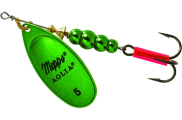 Image of Mepps Aglia In-Line Spinner 1/2 oz, Plain Treble Hook, Green &amp; Platinum Blade, B5 GRP