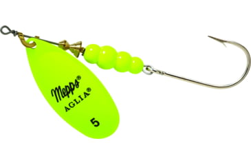 Image of Mepps Aglia In-Line Spinner 1/2 oz, Plain Treble Hook, Hot Chartreuse Blade, B5P HC