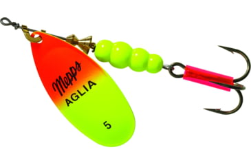 Image of Mepps Aglia In-Line Spinner 1/2 oz, Plain Treble Hook, Hot Orange &amp; Chartreuse Blade, B5 HOC