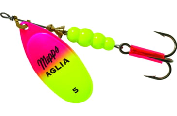 Image of Mepps Aglia In-Line Spinner 1/2 oz, Plain Treble Hook, Hot Pink &amp; Chartreuse Blade, B5 HPC