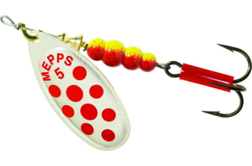 Image of Mepps Aglia In-Line Spinner 1/2 oz, Plain Treble Hook, Silver &amp; Red Dot Blade, B5 SRD