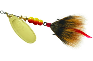 Image of Mepps Aglia In-Line Spinner, 1/3 oz, Dressed Treble Hook, Gold Blade &amp; Brown Tail, B4ST G-BR