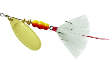 Image of Mepps Aglia In-Line Spinner, 1/3 oz, Dressed Treble Hook, Gold Blade &amp; White Tail, B4ST G-W