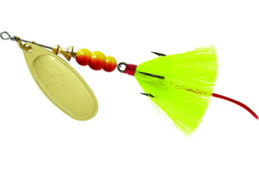 Image of Mepps Aglia In-Line Spinner, 1/3 oz, Dressed Treble Hook, Gold Blade &amp; Yellow Tail, B4ST G-Y