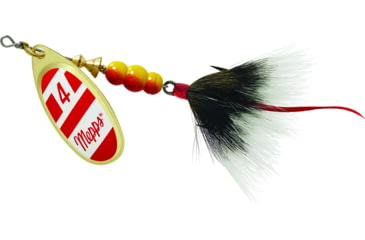 Image of Mepps Aglia In-Line Spinner, 1/3 oz, Dressed Treble Hook, Gold/Red/White Blade/Gray Tail, B4ST G/RW-G