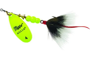 Image of Mepps Aglia In-Line Spinner, 1/3 oz, Dressed Treble Hook, Hot Chartreuse Blade &amp; Gray Tail, B4ST HC-G