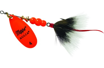 Image of Mepps Aglia In-Line Spinner, 1/3 oz, Dressed Treble Hook, Hot Orange Blade &amp; Gray Tail, B4ST HO-G