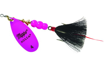 Image of Mepps Aglia In-Line Spinner, 1/3 oz, Dressed Treble Hook, Hot Pink Blade &amp; Black Tail, B4ST HP-BK