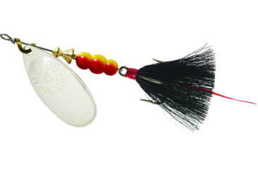 Image of Mepps Aglia In-Line Spinner, 1/3 oz, Dressed Treble Hook, Silver Blade &amp; Black Tail, B4ST S-BK