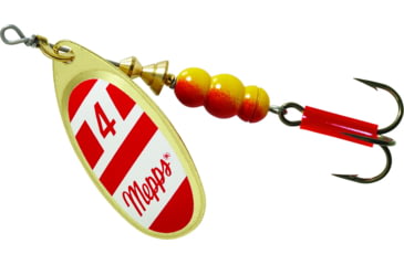 Image of Mepps Aglia In-Line Spinner 1/3 oz, Plain Treble Hook Gold/Red/White Blade, B4 G/RW