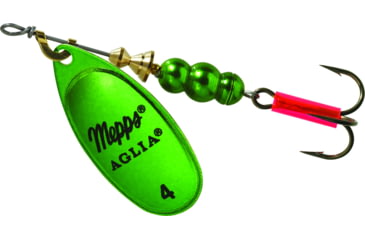 Image of Mepps Aglia In-Line Spinner 1/3 oz, Plain Treble Hook, Green &amp; Platinum Blade, B4 GRP