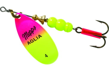 Image of Mepps Aglia In-Line Spinner 1/3 oz, Plain Treble Hook, Hot Pink &amp; Chartreuse Blade, B4 HPC