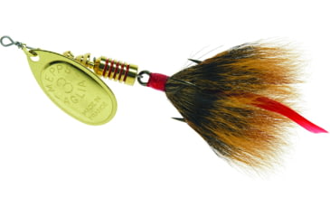 Image of Mepps Aglia In-Line Spinner, 1/4 oz, Dressed Treble Hook, Gold Blade &amp; Brown Tail, B3ST G-BR