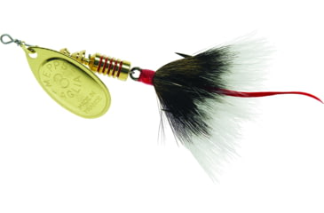 Image of Mepps Aglia In-Line Spinner, 1/4 oz, Dressed Treble Hook, Gold Blade &amp; Gray Tail, B3ST G-G