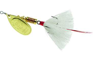 Image of Mepps Aglia In-Line Spinner, 1/4 oz, Dressed Treble Hook, Gold Blade &amp; White Tail, B3ST G-W
