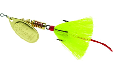 Image of Mepps Aglia In-Line Spinner, 1/4 oz, Dressed Treble Hook, Gold Blade &amp; Yellow Tail, B3ST G-Y
