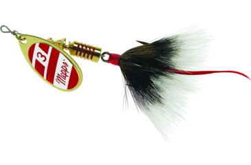 Image of Mepps Aglia In-Line Spinner, 1/4 oz, Dressed Treble Hook, Gold/Red/White Blade/Gray Tail, B3ST G/RW-G