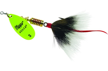 Image of Mepps Aglia In-Line Spinner, 1/4 oz, Dressed Treble Hook, Hot Chartreuse Blade &amp; Gray Tail, B3ST HC-G