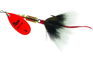 Image of Mepps Aglia In-Line Spinner, 1/4 oz, Dressed Treble Hook, Hot Orange Blade &amp; Gray Tail, B3ST HO-G