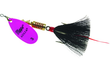 Image of Mepps Aglia In-Line Spinner, 1/4 oz, Dressed Treble Hook, Hot Pink Blade &amp; Black Tail, B3ST HP-BK