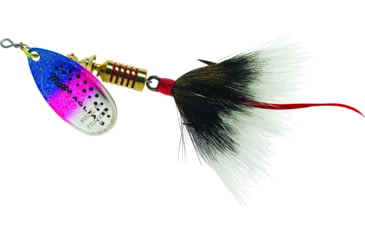 Image of Mepps Aglia In-Line Spinner, 1/4 oz, Dressed Treble Hook, Rainbow Trout Blade &amp; Gray Tail, B3ST RBT-G
